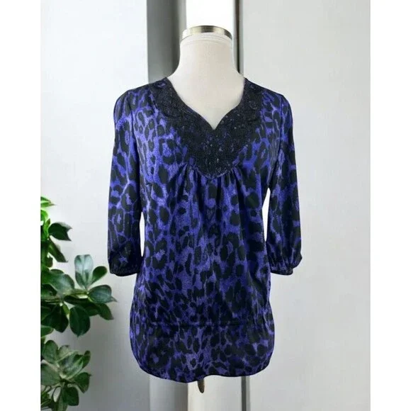 ✨2/$20 *Flawed Lane Bryant Sequin Leopard Print Cold Shoulder Plus Size 14/16 1X - Picture 2 of 16